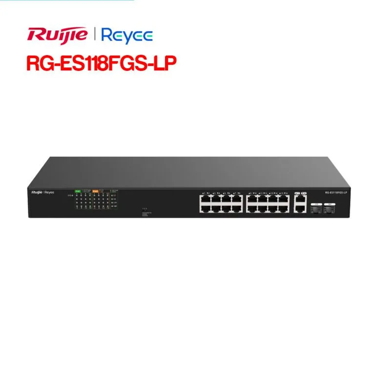RUIJIE RG-ES118FGS-LP là Switch PoE 18 cổng 10/100/1000 Mbps